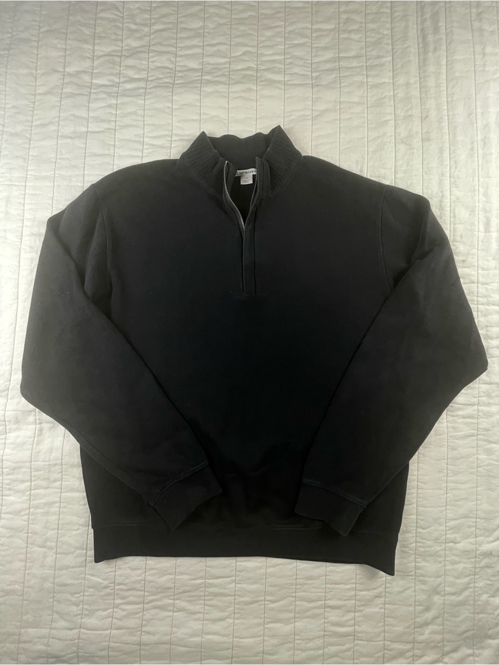 Cutter & Buck Black Quarter-Zip Pullover Cotton Sweater Large